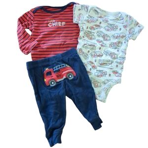CARTER'S 3 Piece Firetruck Rescue Boys Outfit